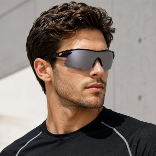 Image of Dervin Non Polarized Oversized Sports Sunglasses for Men Women, Outdoor Cricket Cycling Hiking Fishing Sunglasses
