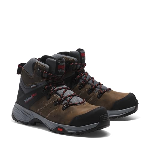 Timberland PRO Timberland PRO Men's Switchback 6 Inch Composite Safety Toe Waterproof Industrial Hiker Work Boot, Brown Turkish Coffee/Red-2024 NEW, 9.5M