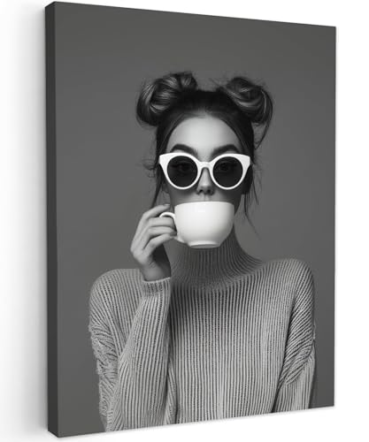 Tableau mural noir et blanc femme moderne 40x60cm impression decorative salon