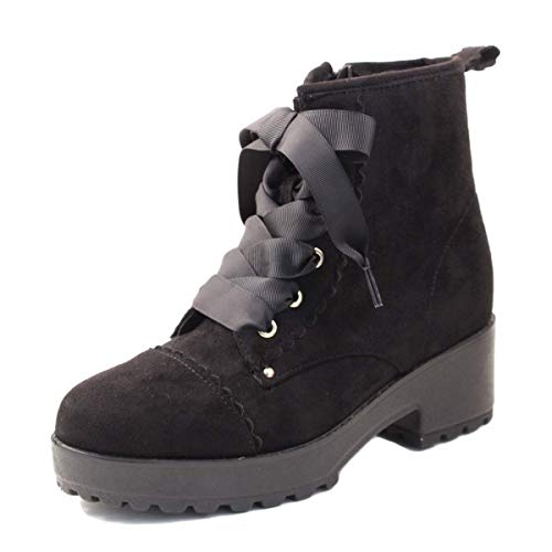 【primevere LIZ LISA プリマベーラリズリサ】 レースアップショートブーツ PLZ8050 ブラックスエード M（23.0センチ～23.5センチ）