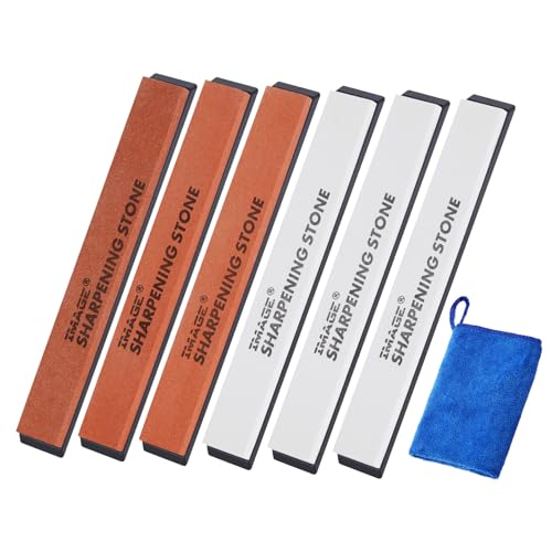 Image Set of 6 Sharpening Stones for Kitchen Knife Sharpener Professional Sharpening System Stone Grain Size: # 180# 400# 800# 1500# 2000# 3000