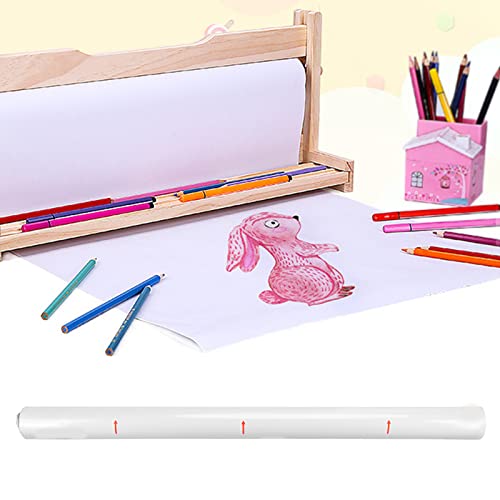 Rolo de papel Kraft, rolo de papel de arte branco durável, 20 metros, seguro para giz de cera aquare