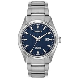 Citizen Heren datum klassiek zonne-horloge met titanium armband BM7360-82L, zilver/blauw, 41 mm, klok