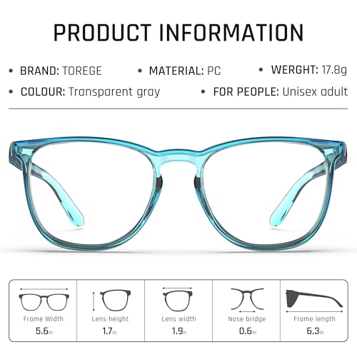 TOREGE Safety Glasses for Men&Women, Clear Safety Goggles Eye Protection Glass with Anti-Fog Lenses, Z87 Glasses Perfect Alt to Regular Protective Eyewear(Light Blue) - Thumbnail 5
