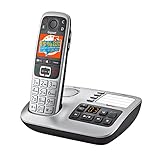 Gigaset E560A - Schnurloses Senioren DECT-Telefon - Mobilteil mit Anrufbeantworter - Farb-Display - Freisprechfunktion - Grosse Tasten - Telefon mit SOS Taste - Analog Telefon, platin