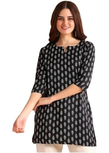 Image of Women's Short Kurti in TopsTunic Rayon Cotton Blend | Ladies Ethnic Tunic