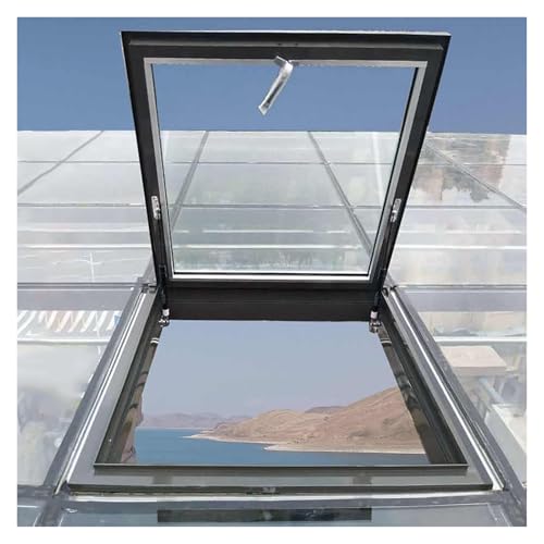 Tragaluz de techo de aluminio con doble capa de vidrio templado impermeable para pasillo, loft, escaleras, jardín, negro, 40 x 40 cm
