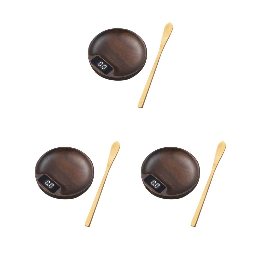 Juego de 3 balanzas electrónicas de madera recargables profesionales para el hogar, oficina, sala de té A