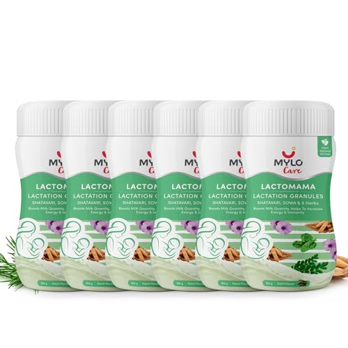 Image of Mylo Lactomama Granules - Lactation Supplement for breastfeeding with Shatavari to Increase Breast Milk (Chocolate & Elaichi - 300 g each) | With Herbs like Moringa, Sowa & 5 Others | 2 Scoops per Serving (Pack of 6, Elaichi)