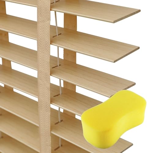 Persianas Venecianas de Madera 50 mm Láminas Horizontales Oscurecedoras Estores Resistente a la Humedad para Interiores Cocina Baño Dormitorio Fácil de Instalar(Beige)