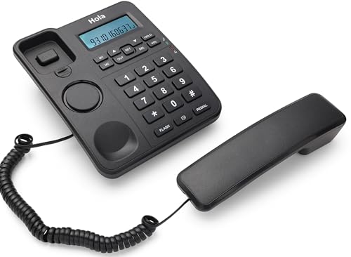 Image of Hola TF 630 Corded Telephone, Caller ID Display, 2-Way Speaker, Desk /Wall Mount, Black