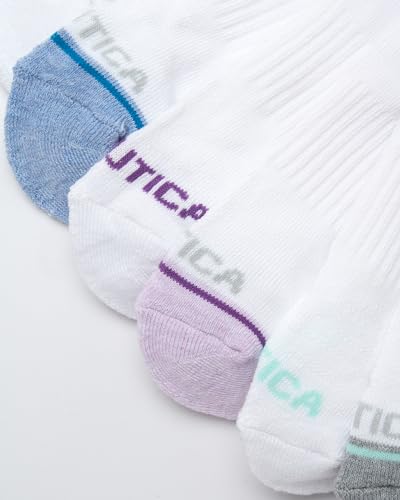 Image of Nautica Womens Quarter Socks Athletic Cushion Moisture Wicking Socks 6 Pack | Stretch Performance Dri-Motion Fabric, Cushioned with Arch Support, Breathable Mesh Panels, Quarter Cut, Shoe Size 4-10