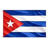 AhfuLife Kuba Flagge 150 x 90 cm für WM 2026, 1 Stück Große Kubanische Nationalflagge, Doppelseitig mit Messingösen für Nationalfeiertag, Sportveranstaltungen, Partys, Balkon, Haus, Bar-Deko