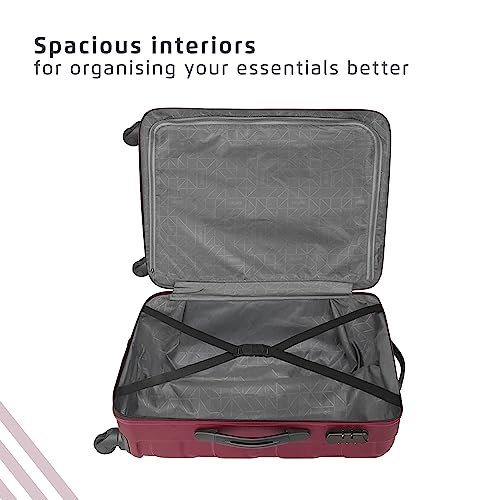 Image of Safari Ray 77 Cms Large Check-in Polycarbonate Hardsided 4 Spinner Wheels Luggage /Suitcase /Trolley Bag (Wine Red)