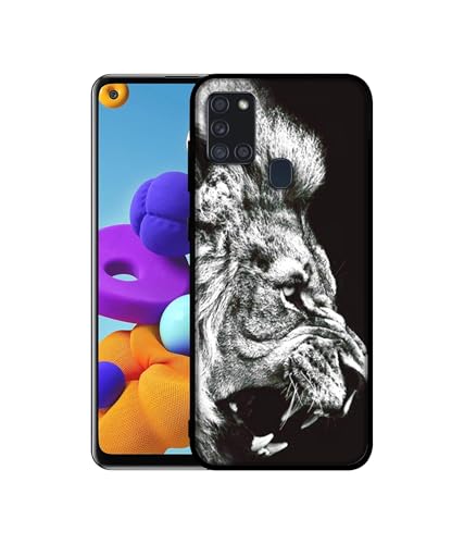 Image of Angry Lion Design Premium 2D Printed Metal Back Case Cover for Samsung Galaxy A21S 4G