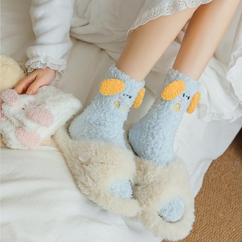 Image of Benefeet Sox Funny Animal Fuzzy Socks for Women Girls - Cute Fluffy Slippers, Cozy Warm Winter Plush Sleeping Socks