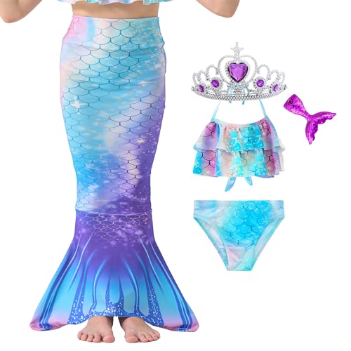 Image of Girls Bathing Suit 3PCS Cute Ruffle Tankini Swimsuits with Skirt Kids Beach Swimwear 3-12Y
