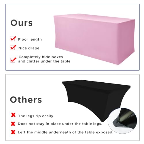 Image of Rectangle Spandex Fitted Tablecloths For Vendor 2 Pcs 48X24 Inch Pink