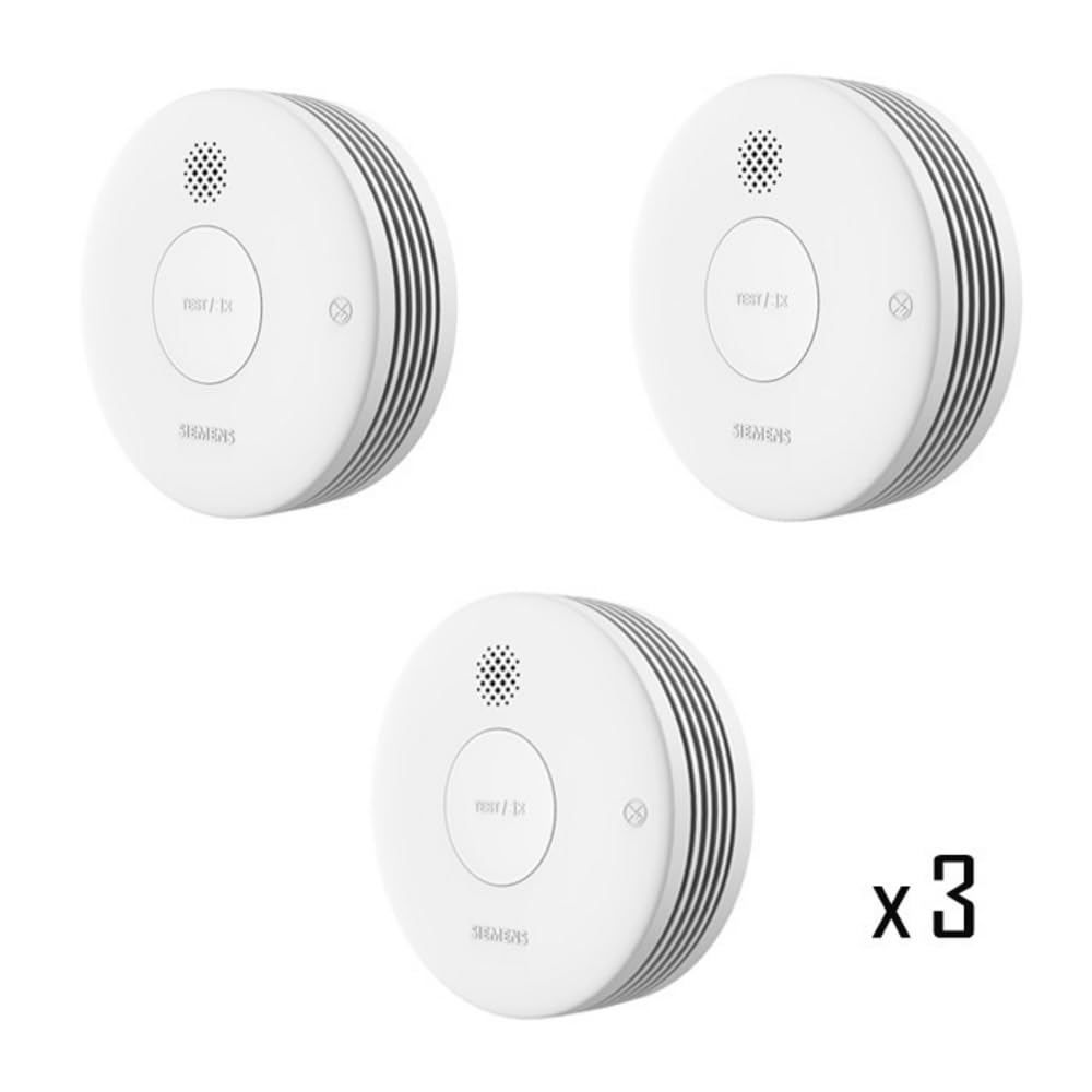 SIEMENS - Siemens Delta Reflex - Juego Completo de detectores de Humo (3 Unidades, 5TC1292-8, con 10 Pilas anuales), Color Blanco