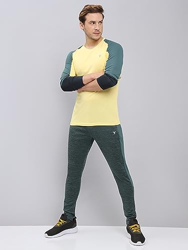 Image of TECHNOSPORT Men's Melange Slim Fit Techno Dry Trackpants Drawstring 2-Pocket Polyester Joggers for Gym Running Workout UPF50+ Anti Odour