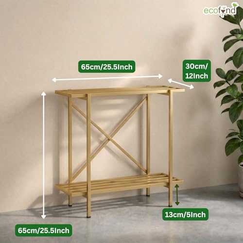 Image of ecofynd 2-Tier Fish Tank Stand, Double-Layer Aquarium Stand with Adjustable Table Feet, Heavy Metal Storage Rack Suitable for Home and Office, (Gold, FS-PS050)
