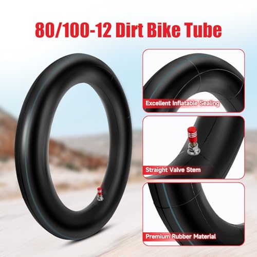 Image of GREHUA 80 /100-12 Dirt Bike Tube Compatible with KLX110 CRF110 PW80 SSR125 TTR110, 2.75 /3.00-12 Inner Tube for 125cc 110cc 90cc 50cc Tao tao Coolster Apollo Baja CRF70 XR70 Pit Bike Motorcycle