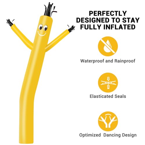 Image of MOUNTO 10ft Inflatable Dancers Tube Man Attachment - 10 Feet 12inch Tall Wacky Waving Inflatable Dancing Tube Guy, High Durability Rip-Stop Nylon (Blower Not Included) (Yellow)