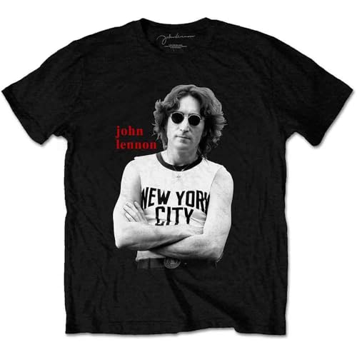 John Lennon New York City Black & White Official Tee T-Shirt Mens Unisex (Small)