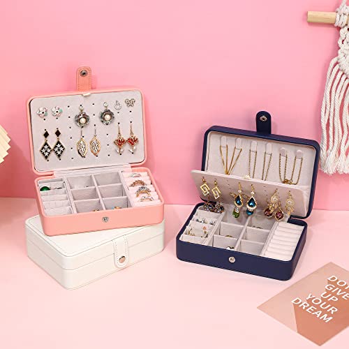 Zuzooq Small Jewelry Box, Mini Travel Jewelry Storage Case, Protable Jewelry Organizer Display Holder Boxes For Rings Earrings Necklaces Women Girls Gift (Navy Blue) #TOP7