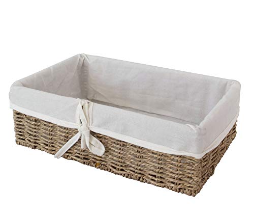 Natural Wicker Woven Storage Basket with Liner, Decorative Baskets and