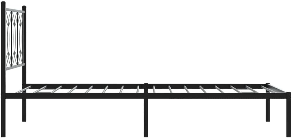 Black Steel Bed Frame Twin Size Modern Minimalist Platform Foundation with Sturdy Slatted Support for Bedroom Furniture Easy Assembly No Box Spring Needed