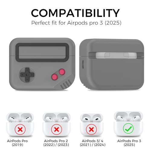 Image of TRONWIN for AirPods Pro 3 Case - 2025 Silicone Game Console Design Case for Apple AirPods Pro 3rd Generation, Cute Airpod Pro 3 Cover for Men /Women (Deep Grey)