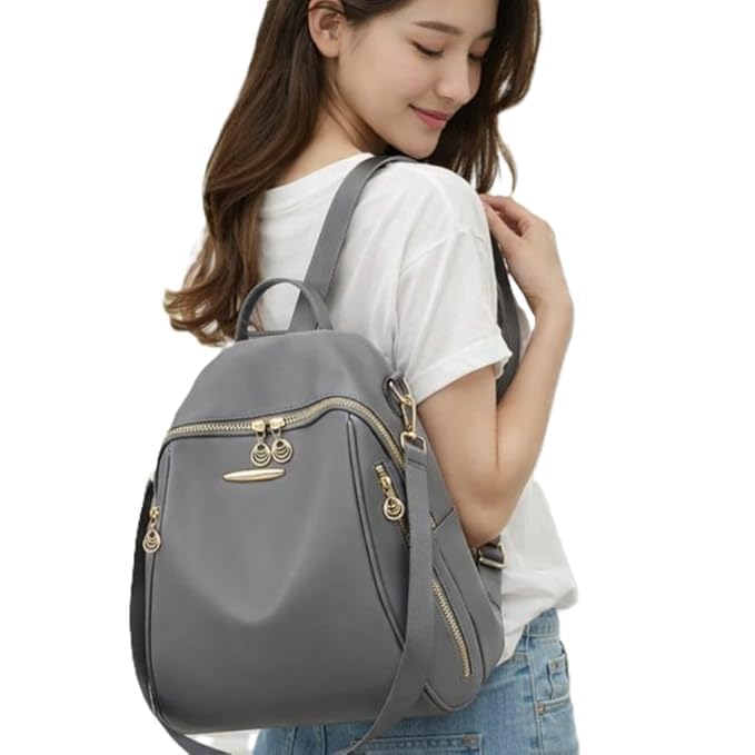 Image of Pagwin Fashion Mini Backpack Purse for Women, Black Nylon with Gold Hardware, Convertible Shoulder Bag with Multiple Compartments