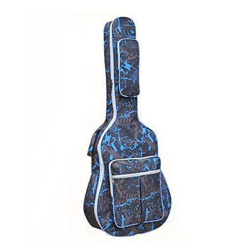Bemodst@ Folk Guitare acoustique Gig Bag Sangle souple PU Housse imperméable pour 41 pouces Classic Folk Guitar 2 Couleur (Camouflage Blue)
