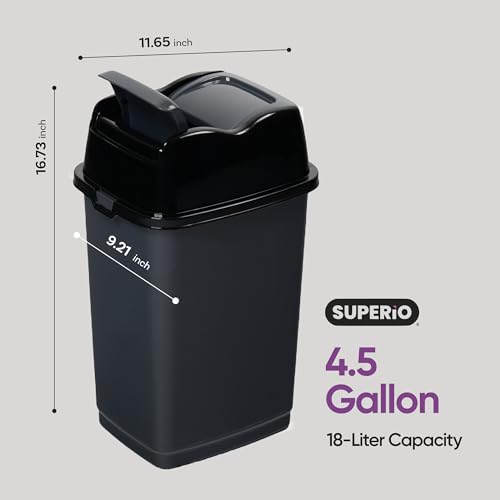 Caneca de basura pequeña con tapa oscilante gris 18 L miniatura 2