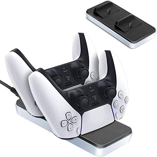 Ladestation Kompatibel Mit PS5 Controller, PS5 Ladegerät Ständer Schnelles Laden Für 2 Controller PS5 Zubehör Mit Typec Kabel, Weiß
