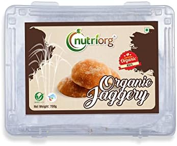 Nutriorg Organic Raw Jaggery Cubes (24 Ounces, Pack of 1) | Jaggery Blocks | Brown Sugar Cubes (700 Gm)