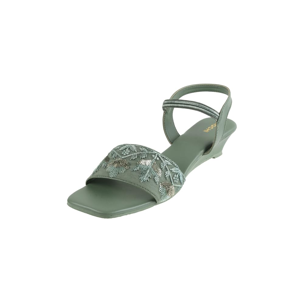Mochi Women Green Embellished Fashion Wedge Sandals UK/7 EU/40 (33-625) (B0DF783WNC) Amazon Price History, Amazon Price Tracker