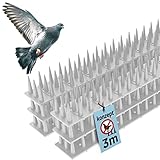 Konzept 11 - Taubenabwehr Spikes aus Kunststoff gegen Vogel, Katzen, Tauben - Vogelabwehr für Balkon, Zaun, Garten, Balkongeländer, Dach - Katzenschreck, Marderabwehr 3-reihig, 6 Stück x 50cm, Weiß