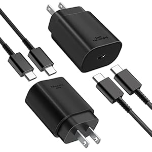 Samsung USB-C Super Fast Charging, 2Pack MITSUGAWA 25W Power Delivery Fast Wall Charger(2Pack 5FT USB-C Cable is…