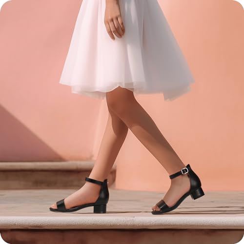 Image of PANDANINJIA Girls Dress Shoes Toddler Kids Heels Sandals Flower Girl Shoes