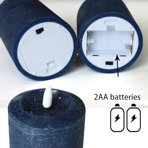 Battery Operated Flameless LED Candles Real Wax Pillar Candles, Navy Blue by EZiGarden - Used condition - Image 7