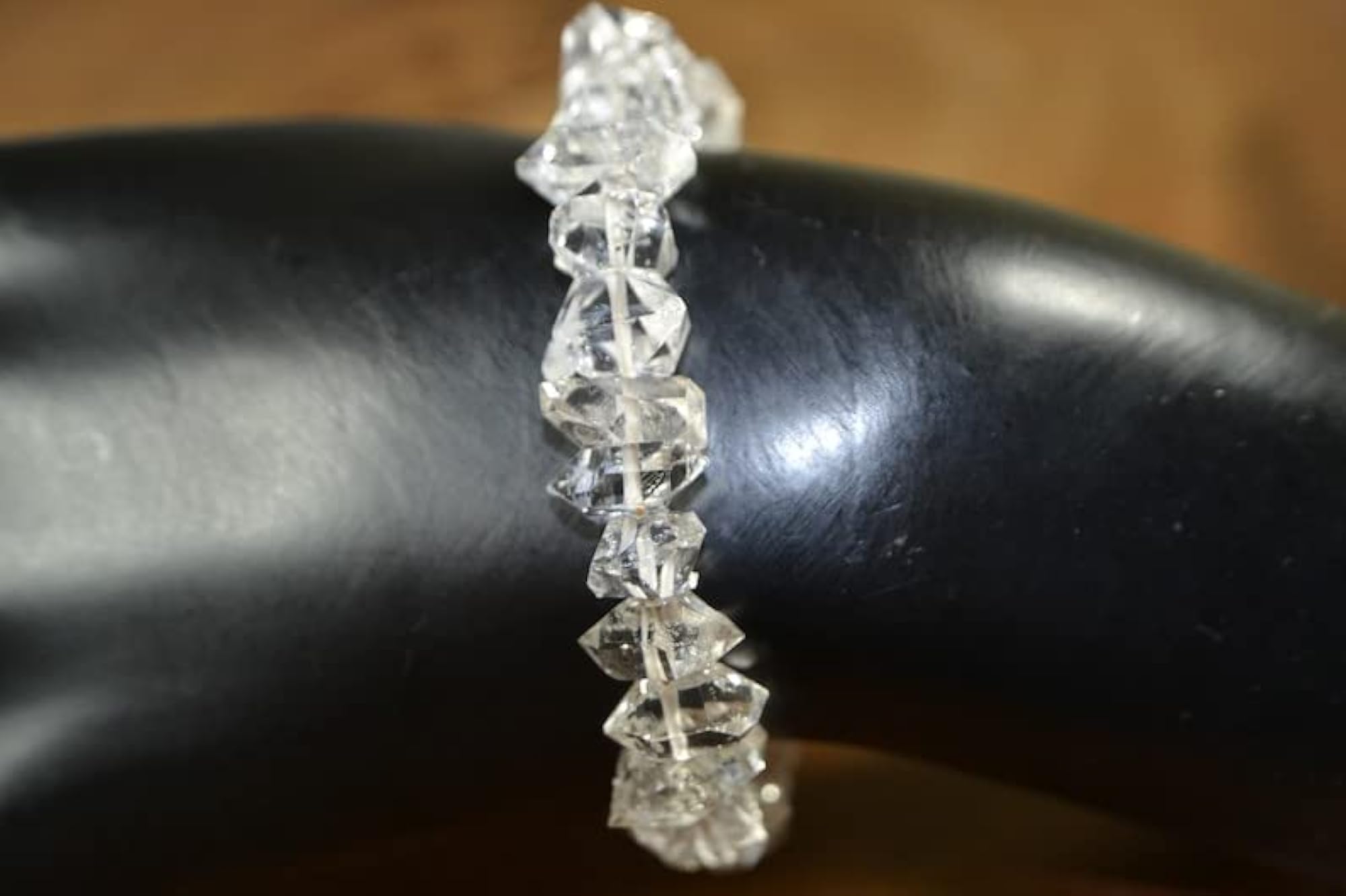 Unisex Herkimer Diamond Tumble Beaded Bracelet, Adjustable Link