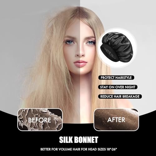 Satin Silk Bonnet for Sleeping, Double Layer Silk Sleep Cap for Men & Women, Soft Satin Lined Bonnet for Curly Hair - Image 6
