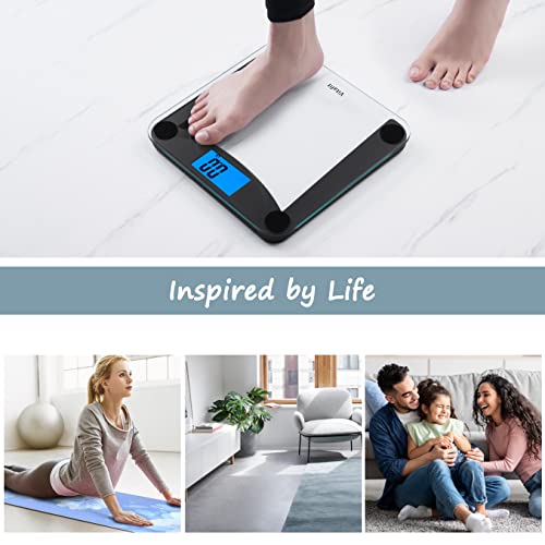 Vitafit Digital Body Weight Bathroom Scale with Step-On Technology,Weighing Scale with Extra Large Blue Backlit Display,400 Pounds,Black