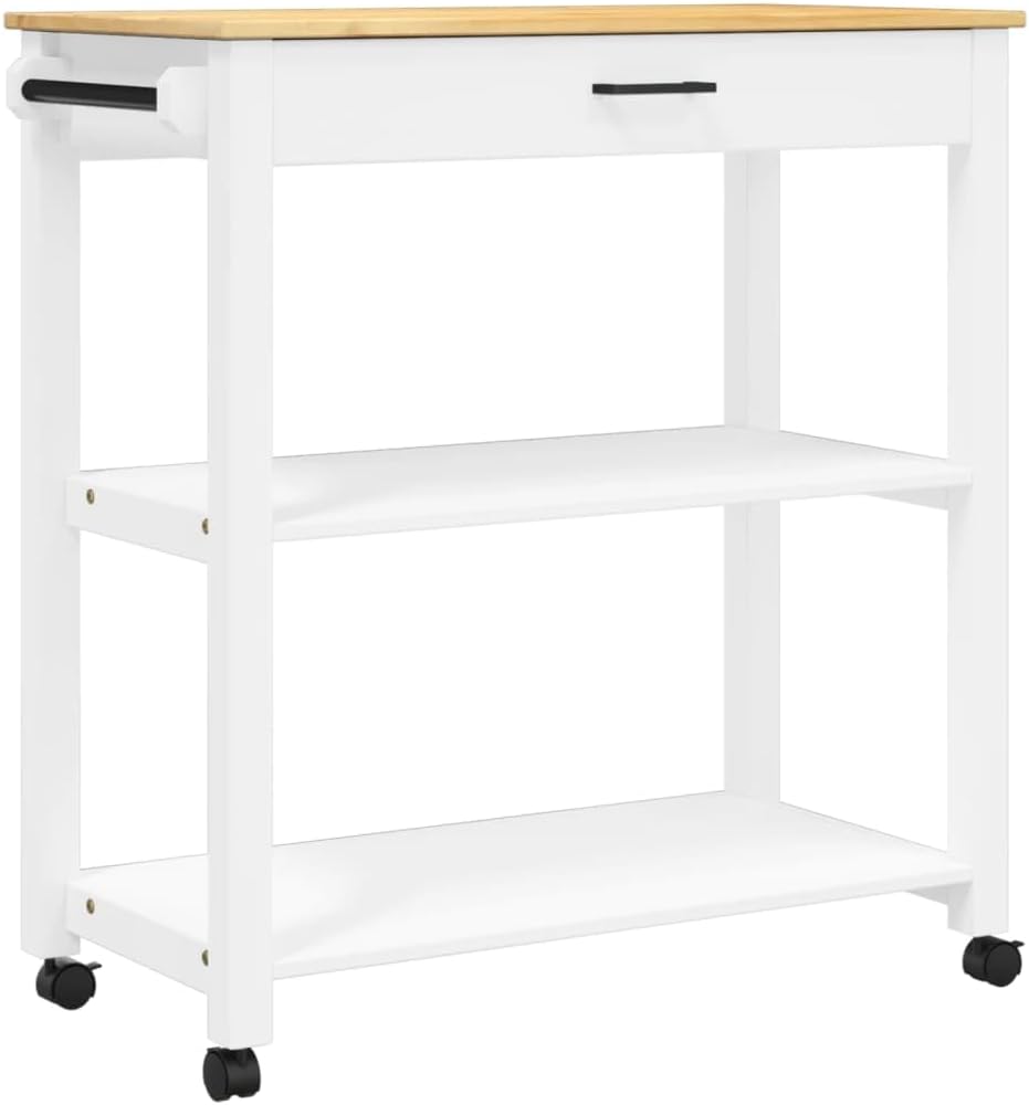 Kitchen Trolley Monza 33.1"x15.7"x35.4" Solid Wood Pine Kitchen Storage