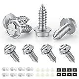 LivTee Rustproof License Plate Screws for Securing License Plates Frames and Covers on Cars and Trucks, 8 Sets Premium Stainless Steel Self Tapping Mounting Bolts, Silver