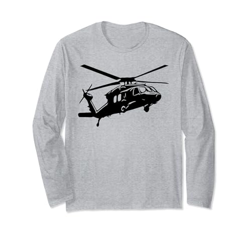 Sikorsky UH-60 Blackhawk Helicóptero piloto del ejército regalo para hombres Manga Larga