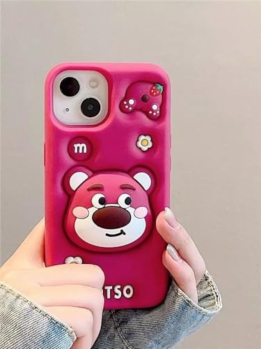 Image of COVERLY for iPhone 12 Pro 3D Cartoon LOTSO Bear Case,Full Protective Huggin Strawberry Toy Story Walt Back Case with Holder Cute Soft Silicone Fashion Aesthetic Cover for Apple iPhone 12 Pro