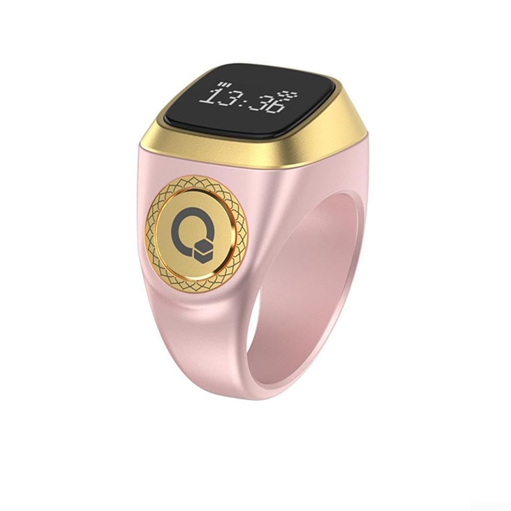 IQibla Smart Digital per anello Zikr con materiale ABS impermeabile, display per il monitoraggio del conteggio, promemoria vibrazioni e app per i tempi di preghiera (20 mm rosa)